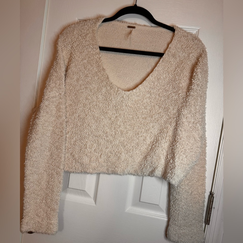 Free People Crop V Neck Sweater
